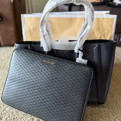 Michael Kors Kali Large Tote w/ Laptop Case Black
