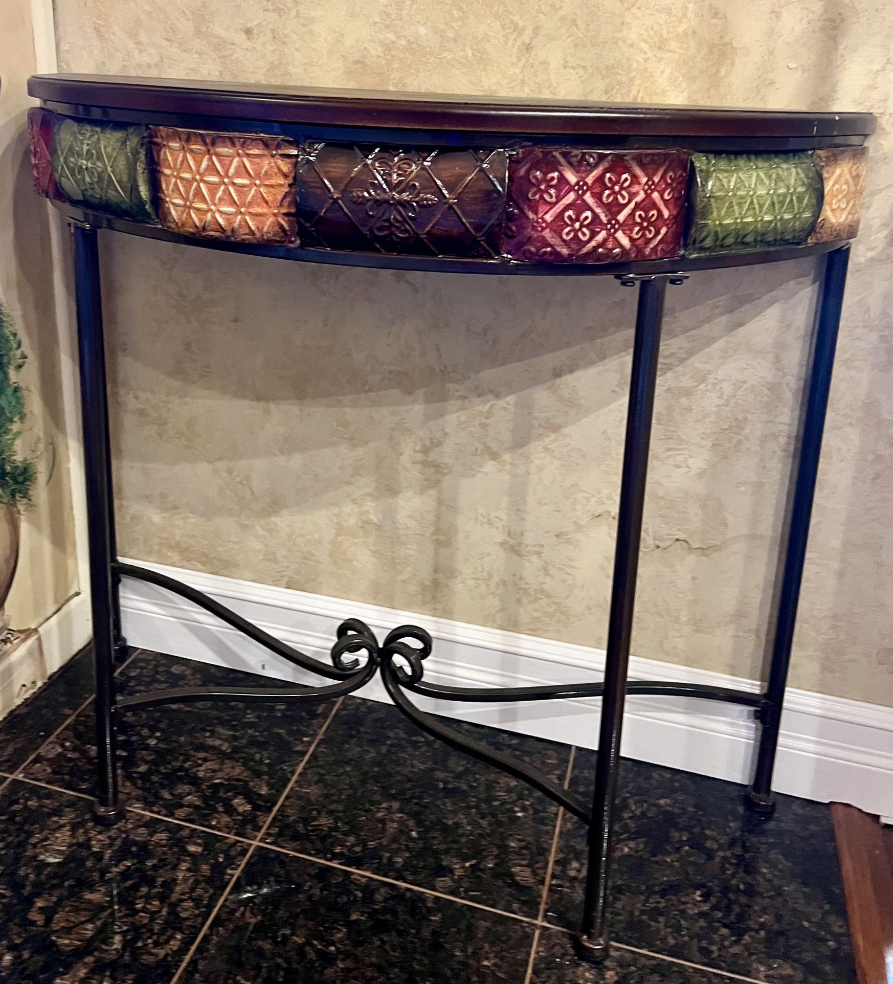 Entry Way Metal Console Table With Mirror & Sconces