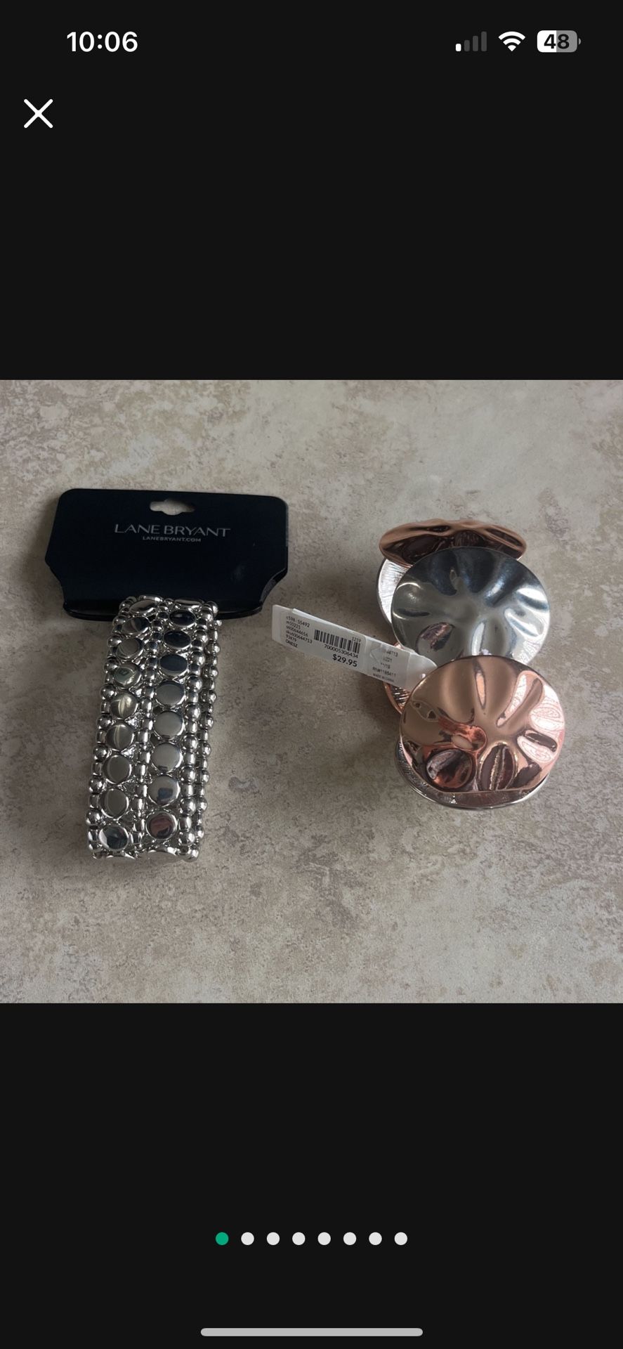 Lane Bryant Hammered Metal Stretch Bracelet and Silver Stretch Bracelet