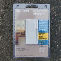 Lutron Diva 300W Single Pole Decora Light Dimmer - White (DVELV-300PH-WH)