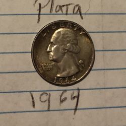 25 Centavos Plata Muy Buen Estado 