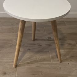 2 White And Wooden Side Tables 