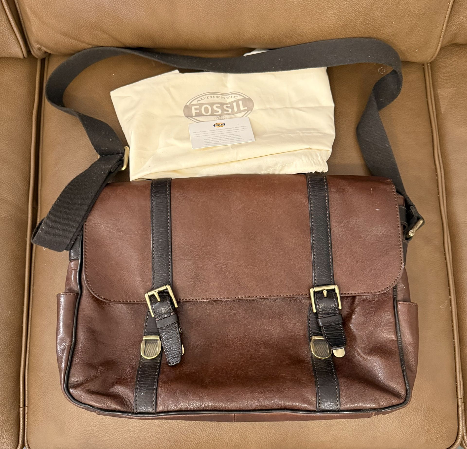 Fossil Leather Messenger Bag