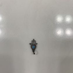 Sterling Silver And Turquoise Hamsa Hand Charm