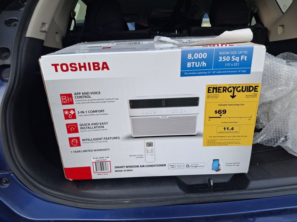 New Toshiba 8,000 BTU Smart Window Air Conditioner - App/Voice Control & Wi-Fi!