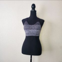 Champion Womens Black/ Gray Stripped Sports Bra Size: X-Large
