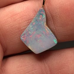 Australian Opal Doublet Gemstone Coober Pedy Bright Multicolored Freeform shaped gem with ironstone back. 9.2ct 19.3x15.6x4mm