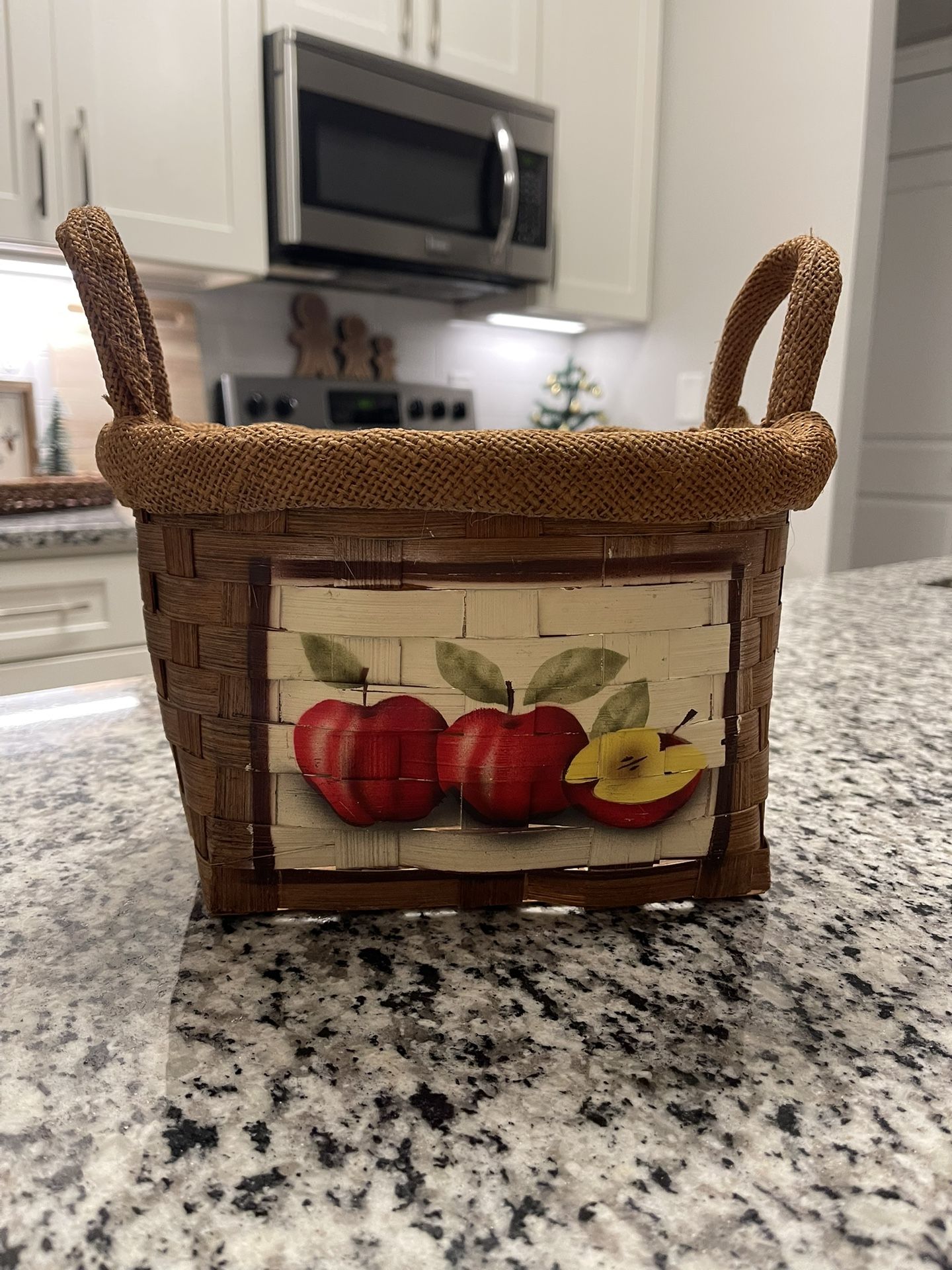 Vintage Basket With Apple Print