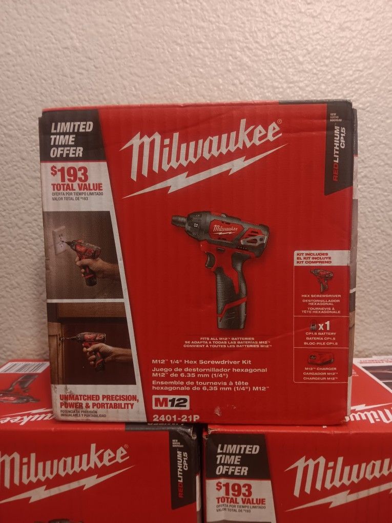 Brand New Milwaukee M12 Screwdriver Kit($87.11 Each One