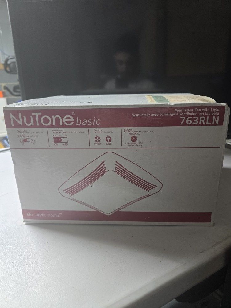 NuTone 763RLN Ventilation Fan with Light – New in Box