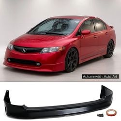 Fits 06-08 Civic 4 Dr Sedan Mugen Style PU Front Bumper Lip Spoiler Body Kit