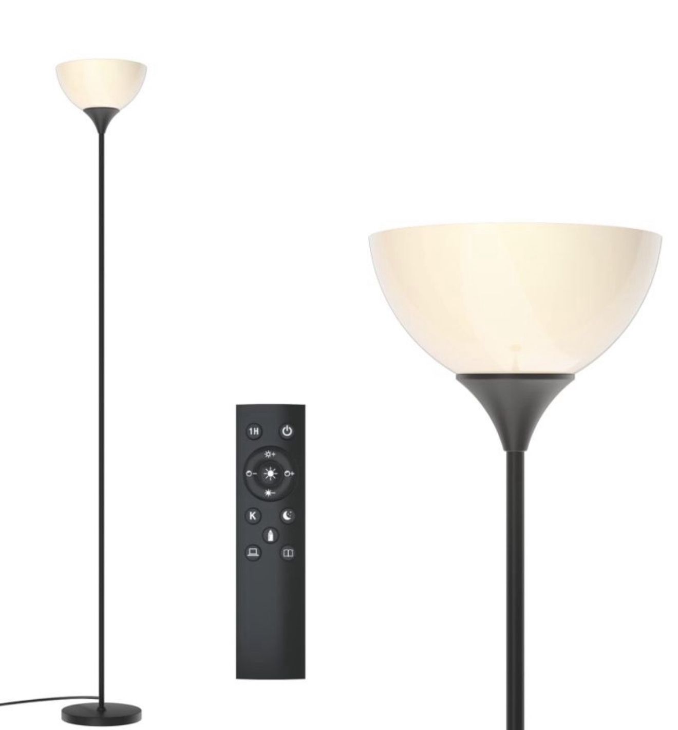 Floor Lamp, Remote Control with Stpeless Color Temperatures and Brightness, Torchiere