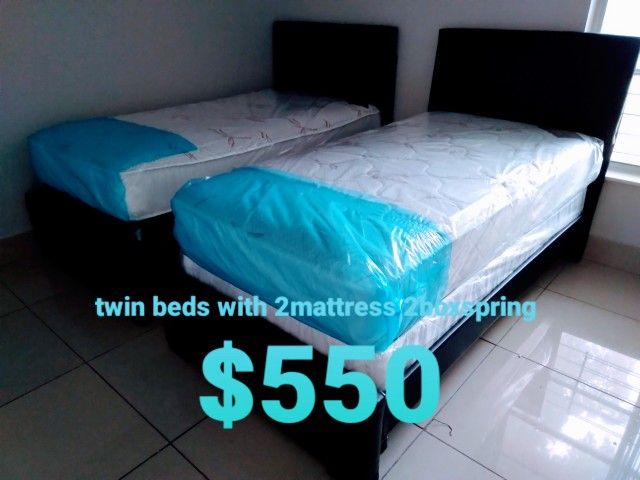 $550 For 2 Twin Bed With Mattress And Box spring Brand New Free Delivery