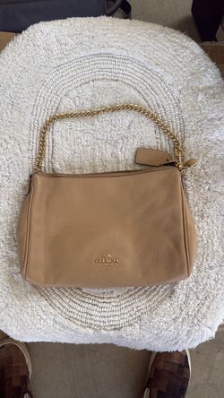 Coach Leather Shoulder Bag with Gold Chain