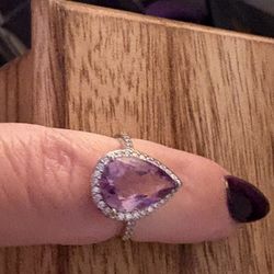 Pear Amethyst Ring 