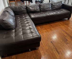 Leather Couch Sectional- Brown