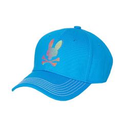 Psycho Bunny Men's Blue Logo Baseball Cap Strapback Hat - B6A450t1h1