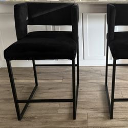 Two Suede Counter Height Barstools 