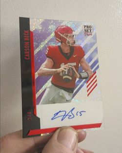 2024 Carson Beck Leaf Pro Set Acetate Red Sparkle Auto /4 (Arizona Cardinals Rookie QB)