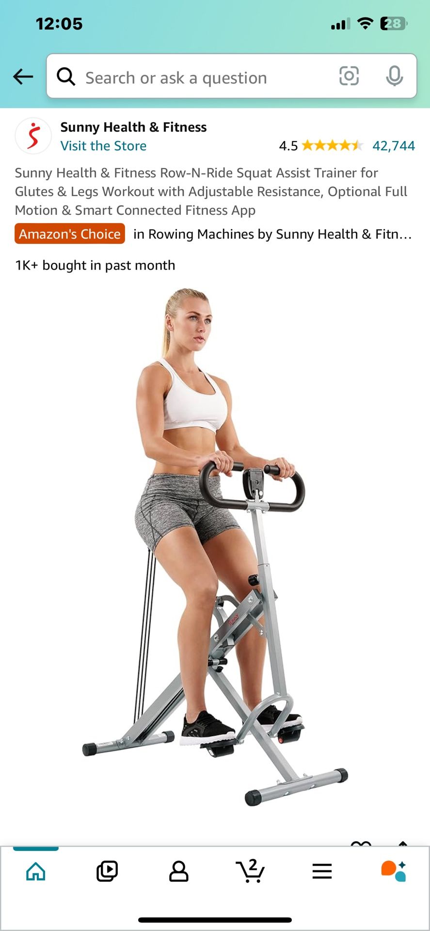 Sunny Fitness Row And Ride Squad Machine