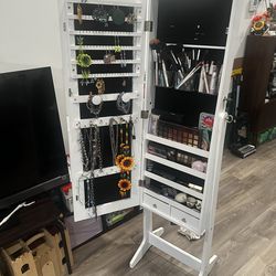 Standing Mirror with Jewelry Cabinet
