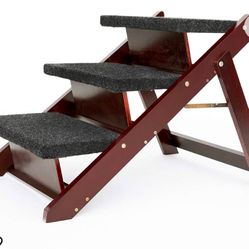 MEWANG Wooden Pet Stairs/Pet Steps - 2-in-1 Foldable Stairs & Ramp for Beds and Cars - Portable Dog/Cat Ladder Up to 110 Pounds - Great for Small and 