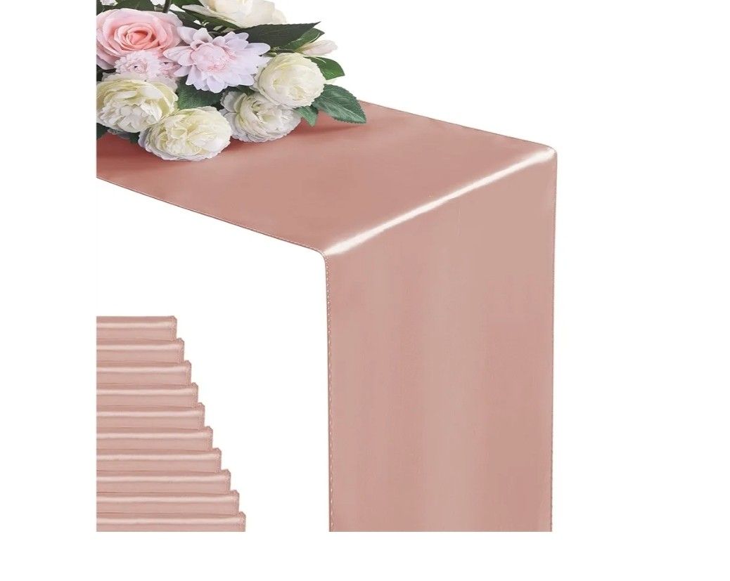💯Sale!New 48 Pack Rose Gold 12x72 Inch Party Table Runner for Round/Long Table reversible ( reseda ca)