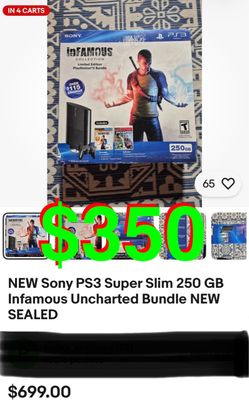NEW Sony PS3 Super Slim 250 GB Infamous Uncharted Bundle NEW SEALED