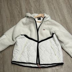 Nike Men's Heritage Sherpa Jacket Coat White XL