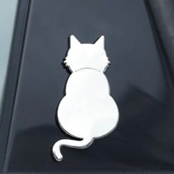 2.5" chrome cat metal badge emblem for car laptop or anywhere