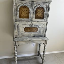 Vintage Secretary Desk / Writing Cabinet – Distressed Farmhouse Style