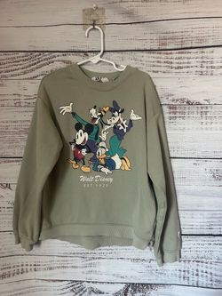 H&M Olive Green Disney Character Graphic Sweatshirt size 8-10