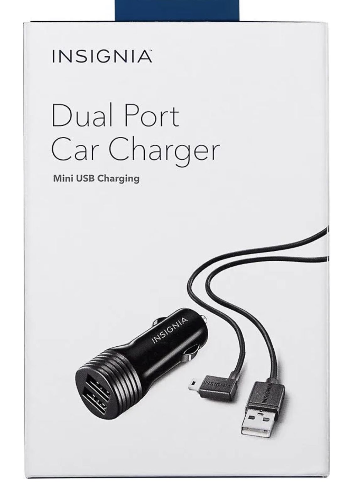Insignia Dual Port Car Charger mini USB Charging. 2 USB Ports