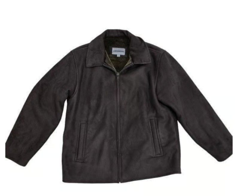Johnston & Murphy Jacket Men's Large Brown Full Zip Collared Pockets Long Sleeve