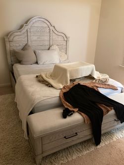 Queen bed frame with mattress
