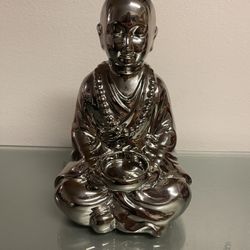 Silver Ceramic Buddha candle holder