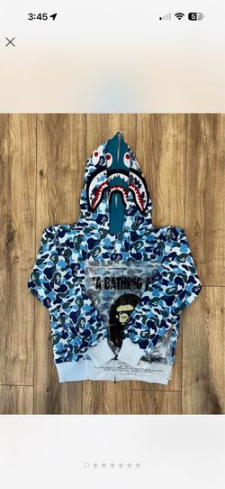 BAPE Light Blue Double Hooded Full Zip Shark Camo Hoodie