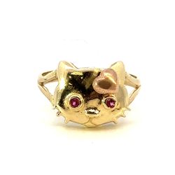 Woman’s Ladies 10k Yellow Gold Cat Kitty Ring Band Size 7 GP3116287