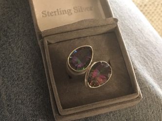 Double teardrop mystic amethyst ring