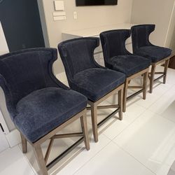 4 Blue Counter Stools