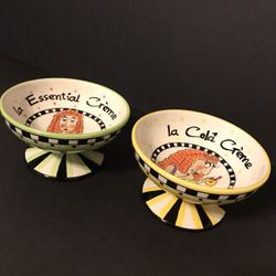 2003 Mary Lester Meeva French Themed Ice Cream Dishes Set of 2