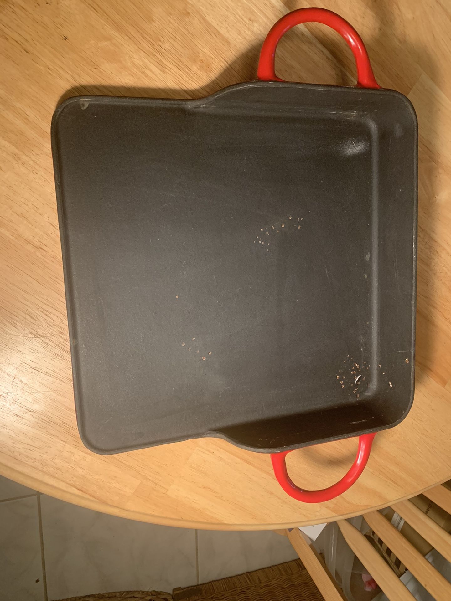 Williams Sonoma UNI-GRIDDLE ENAMEL 14" CAST IRON GRIDDLE GRILL LA PLANCHA RED!!!