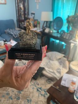 Vintage made and mined in Colorado pyrite 24 k gold played prospector figurine