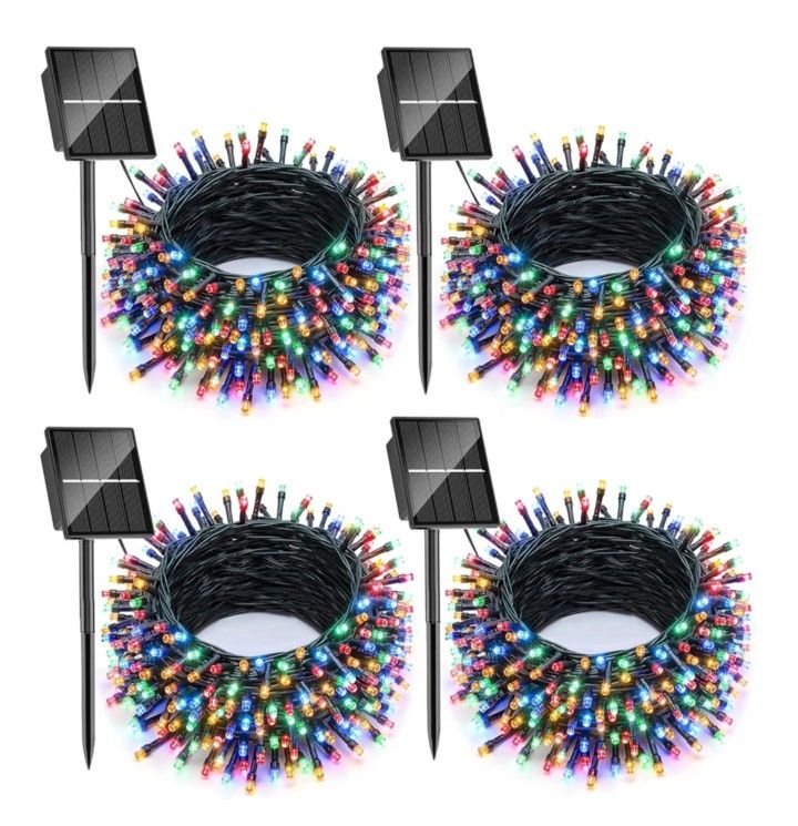 4 Pack Solar Christmas Lights Outdoor,Total 146Ft 400 LED Solar String Lights Outdoor with 8 Modes,Waterproof Multicolor Fairy Light for Outside Garde