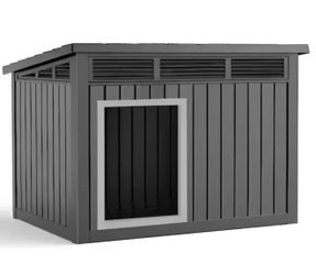 WTVWTV 32 in. Lassic Outdoor Deluxe Large Dog House,Slanted and Weather-Resistant Roof Dog Crate w/ Air Lever System,Open Roof