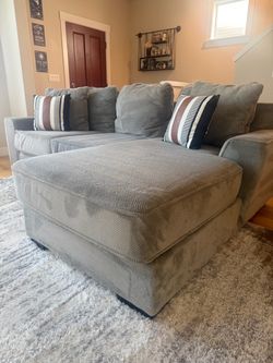 Large Gray Fabric Sectional Sofa