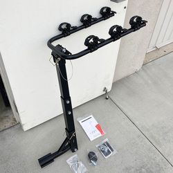 (New in Box) $65 Tilt Folding 3-Bike Mount Rack Bicycle Carrier 2” Hitch 110lbs Max w/ No-Wooble U Bolt & Straps