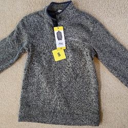 Eddie Bauer Radiator Fleece Snap Button Mock Pullover Sweater, Charcoal, Small
