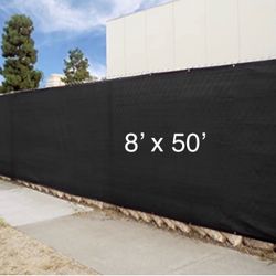 FENCE SCREEN 8’x50' Privacy Screen  with ZIP TIES - BLACK 