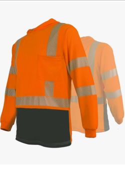 High Visibility Safety Shirts for Men, Long Sleeve Construction Work Reflective Shirt